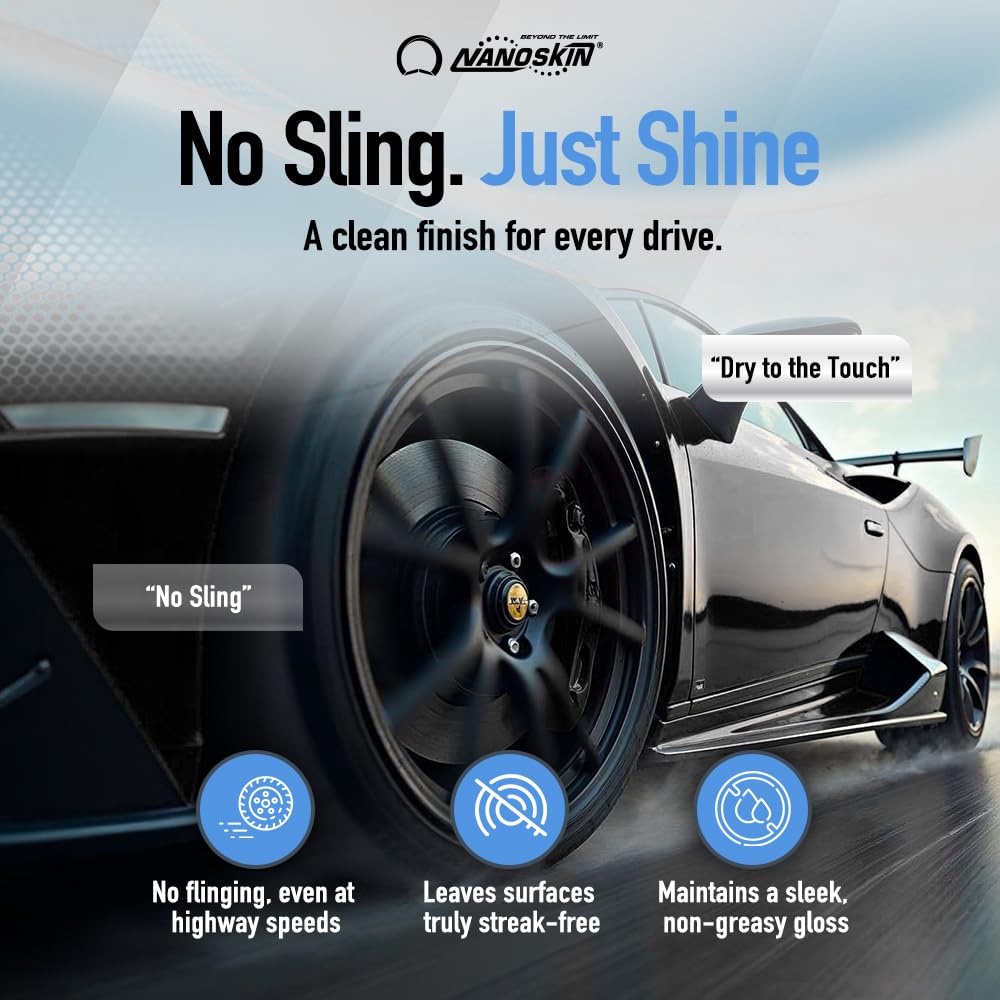 Nanoskin BLUE DRESS Premium Dressing 55 Gallons- Sprayable Interior & Exterior Dressing for Car Detailing | Works on Tire, Vinyl, Rubber, Plastic & Trim| Safe for Cars, Trucks, Motorcycles, RVs & More