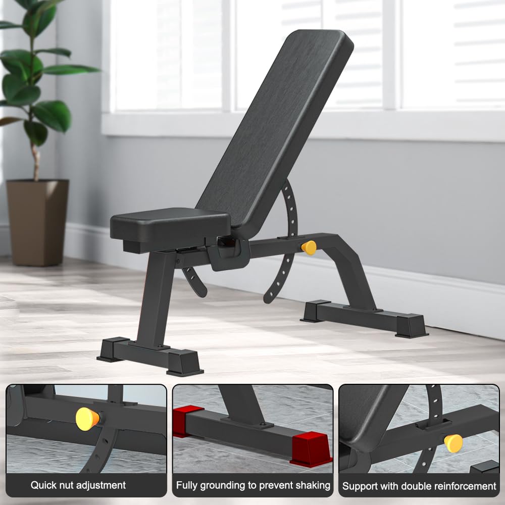 Cometofit Adjustable Bench, Professional Weight Bench, Incline Flat Decline Sit Up Bench,Dumbbell Stool (Black)