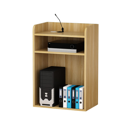 FAiruo Stand Up Lectern Podium,Standing Desk Host Stage Speaking Reading Table for Classroom with Wire Hole, Apply to Conference Auditorium/Light Walnut/63x40x110cm