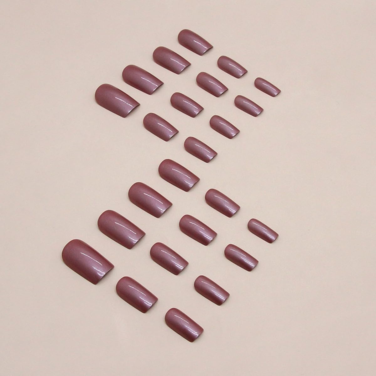 CTTHNBD Press on Nails Medium - Square Fake Nails with Solid Color Design - Glossy Full Cover Stick on False Nails - for Women 24 Pcs