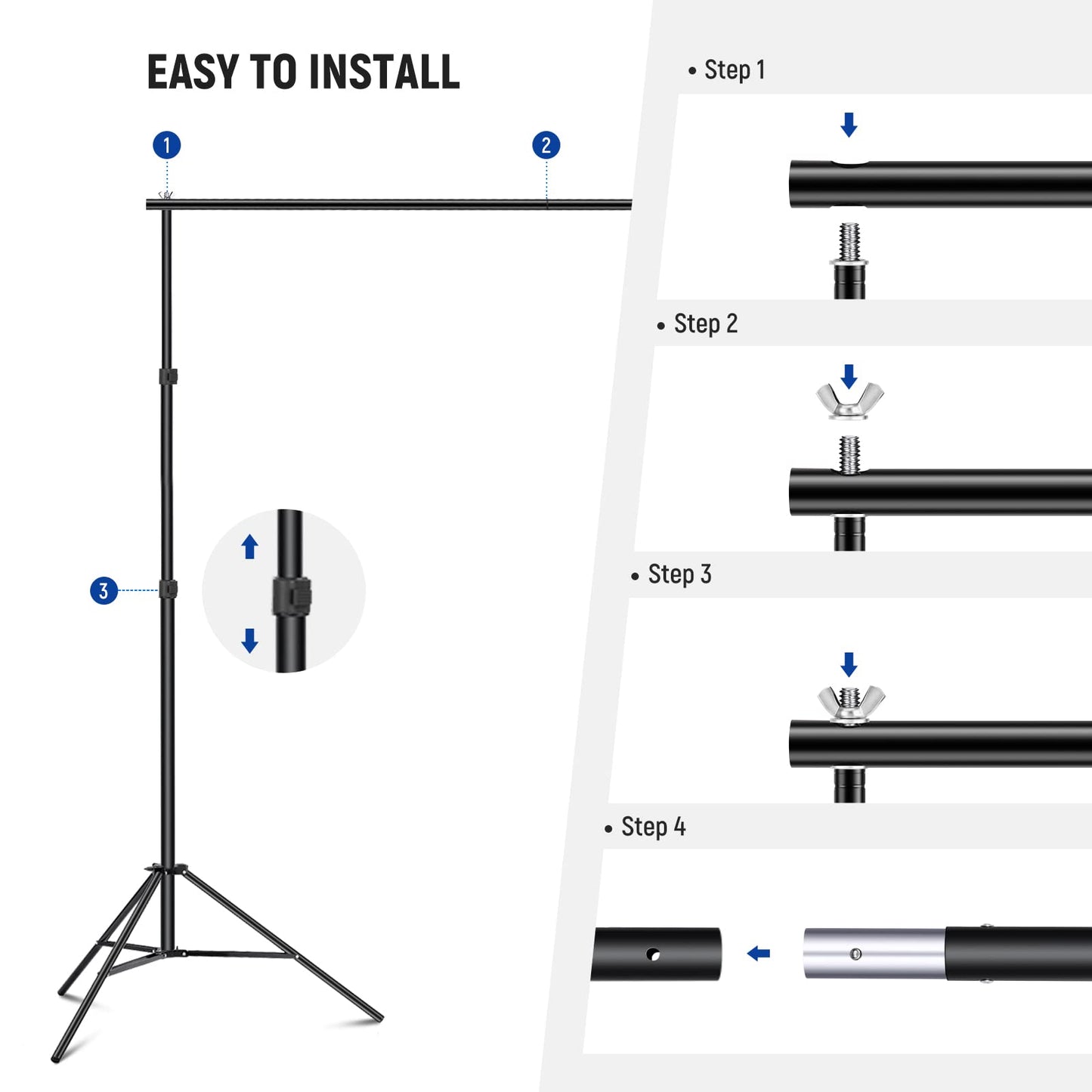 NEEWER Photo Studio Backdrop Support System + AP100C 105W RGB LED Panel Video Light with Barn Doors Dual Cooling Fans, Background Stand with 4 Crossbars, 6 Clamps, 2 Sandbags, Bag, Max Load 8.8lb/4kg