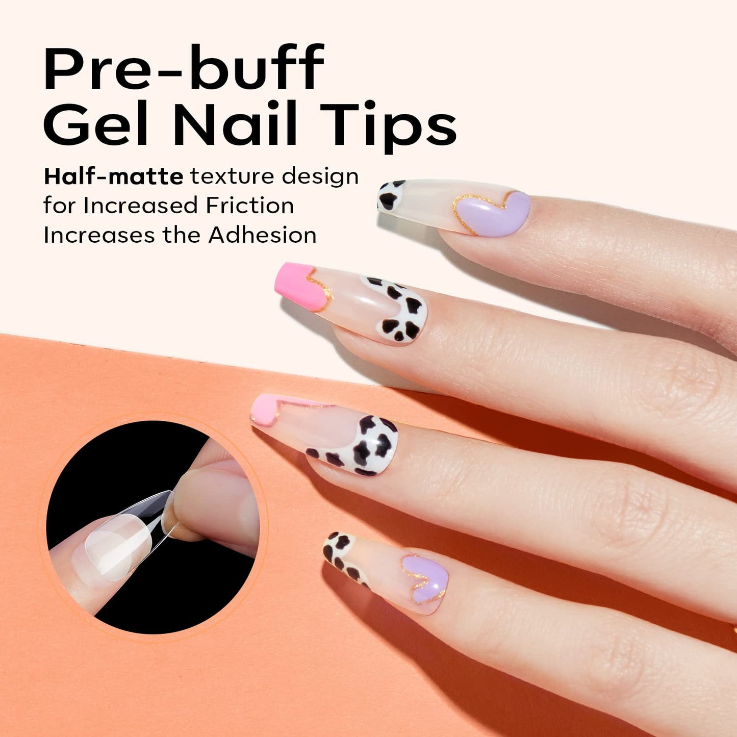 Modelones Short Coffin Nail Tips - 510Pcs Fake Nails Gel Tips Half Matte Full Cover No Filed Stronger Press on for Manicure Extension Art DIY Salon 15 Sizes