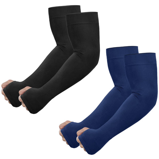 Newbyinn UV Sun Protection Arm Sleeves with Thumb Hole for Men Women Youth, Cooling Sleeve to Cover Tattoo, Mid-Compression