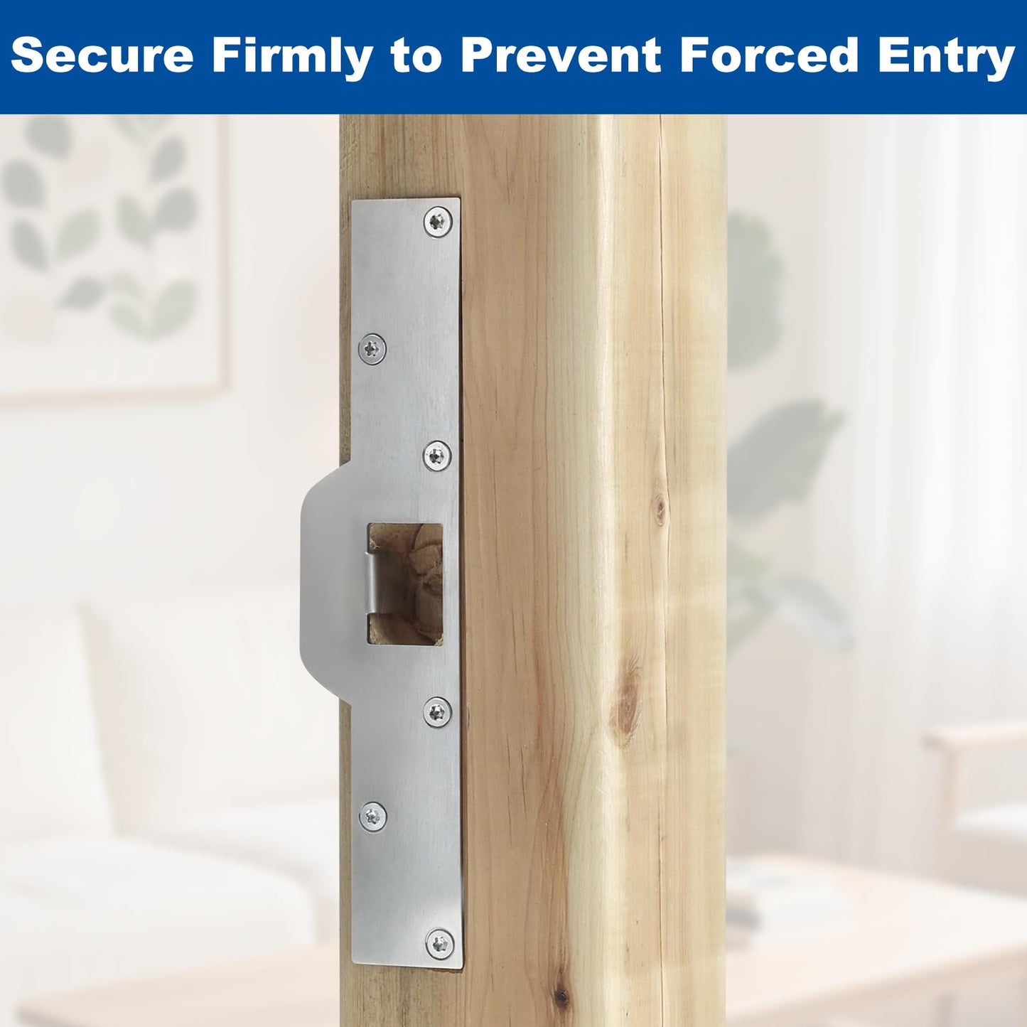 U 9585 Stainless Steel Lock and Door Reinforcement Plate fits 1-3/8" Thick Doors and Includes the U 9476 Security Latch Strike (1-1/4"x 7-7/8")