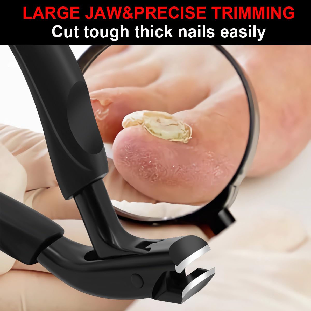 BAISIBANG Curved Head Toenail Clippers for Seniors for Thick Toenails,Professional Non-Slip Long Handle Angled Toenail Clippers with Catcher, Durable Toe Nail Cutters Trimmers for Men Women