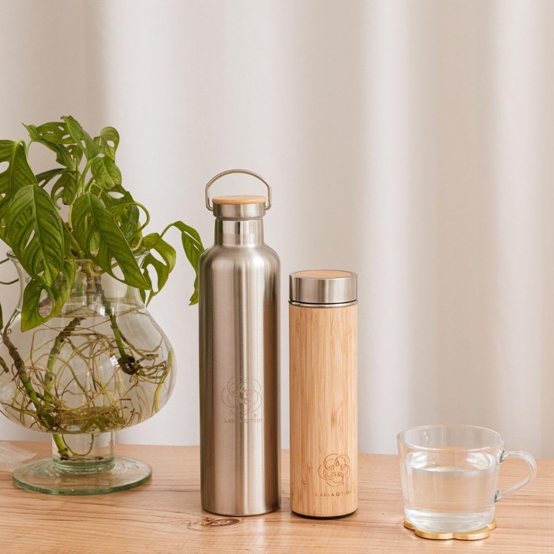 Leela Quantum H.E.A.L.360 Water Bottle – 1L Stainless Steel Bottle with Quantum Frequencies – Structured Water Bottle for Vitality, Balance & Natural Energy – BPA-Free, Plastic-Free & Insulated