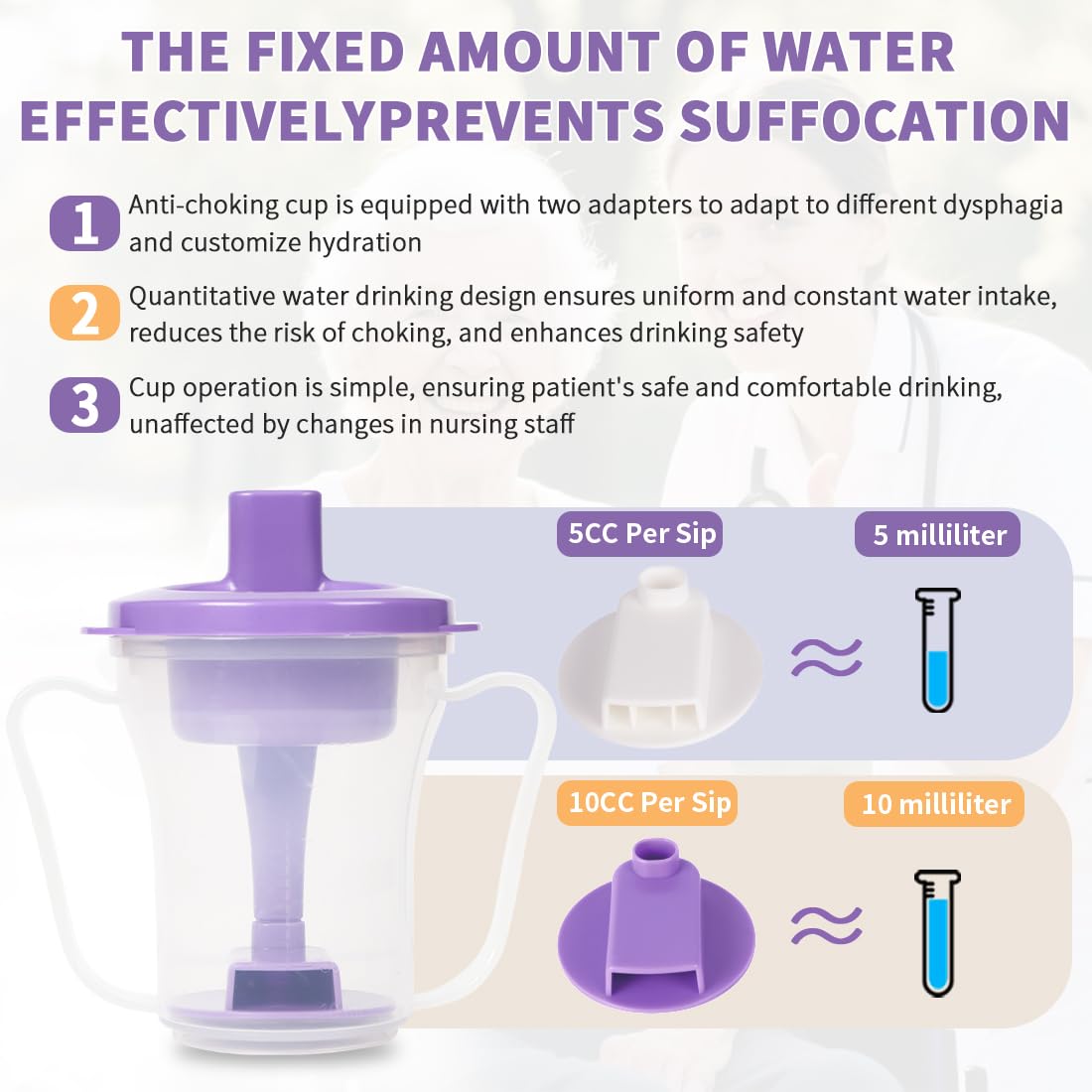 EZSLINGGLIDE Dysphagia Regulating Drinking Cup – Spill-Proof Adaptive Cup for Adults with Swallowing Difficulties, Elderly, Parkinson’s & Dementia Patients (Purple-Pack of 1 Count)