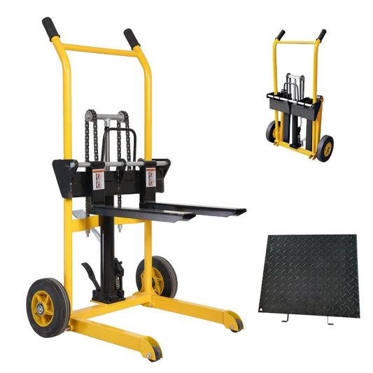 Doppy Hydraulic Material Lift, 450 Lbs Capacity Pallet Jack Table Cart, Pallet Truck Dolly Table Fork Lift, 35" Lift Height