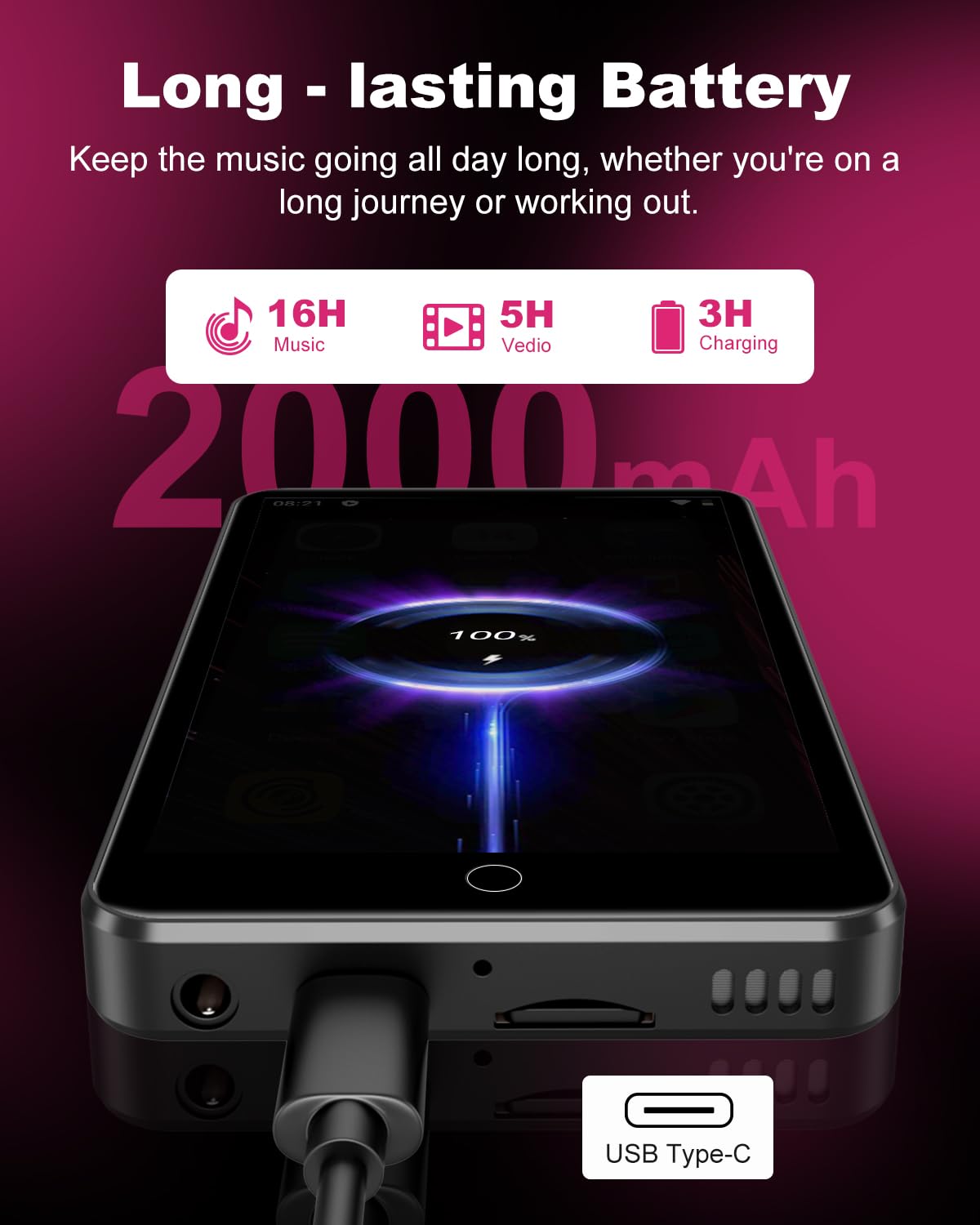 80GB MP3 Player with Bluetooth and WiFi, 4.0" Touchscreen MP3 Player for Kids Built in Speaker, MP3 & MP4 Players with Spotify, Audible, Amazon Music, Deezer, Pandora, FM Radio, Up to 1TB