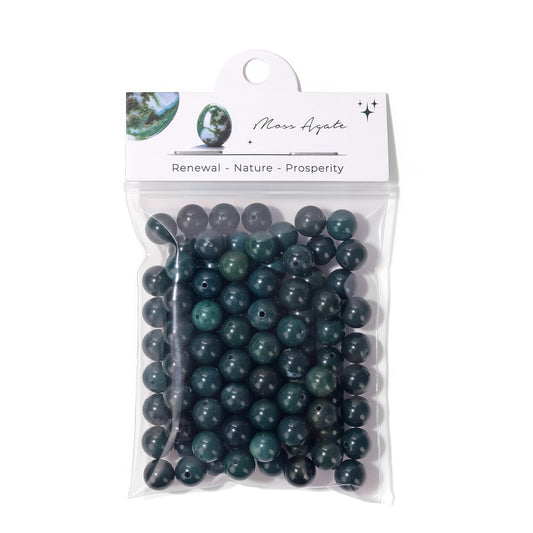 Raicegs 100pcs 8mm Moss Agate Beads Natural Gemstone Beads Round Loose Beads for Jewelry Making DIY Bracelets Necklace