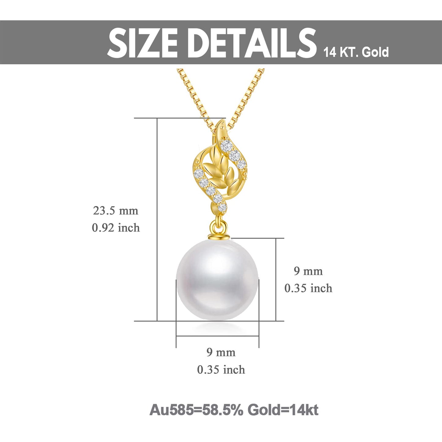 14K Gold Diamond Moon Pearl Earring and Leveas Pearl Necklace Set for Women, Fine Jewelry for Her