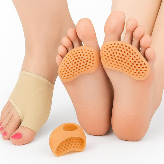 2-in-1 Foot Care Kit – Toe Correctors for Women and Men & Metatarsal Pads – Ball of Foot Cushions for Heels, Toe Separators for Alignment, Blister Prevention, Forefoot Pain Relief Bundle