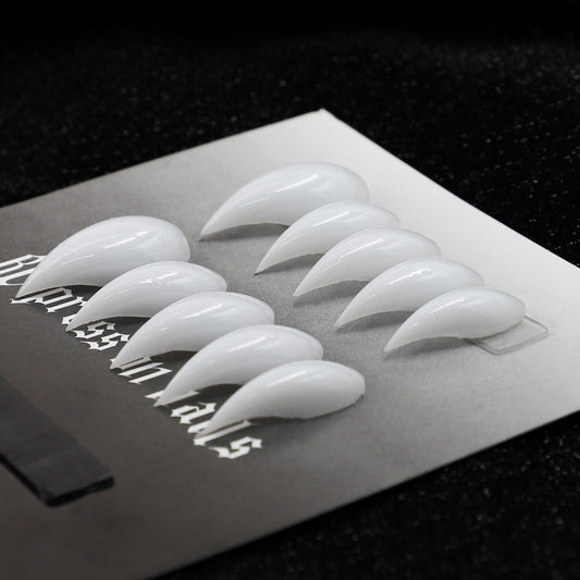 Handmade Press on Nails Halloween Nail Tips Curved Stiletto 3D Eagle Claw Long White False Nails Full Cover Thick Extra Curved Hawk Deep Fake Nails Muti-Layer Gel Acrylic Nail for Women (Size M)