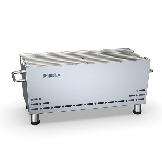 BBQCuker Portable Charcoal Grill,Heavy-Duty Stainless Steel Small BBQ Grill with Double-Layer Insulation Design,170 Sq. In. cooking Area,Tabletop Grill with Travel Bag for Outdoor Camping and Picnic