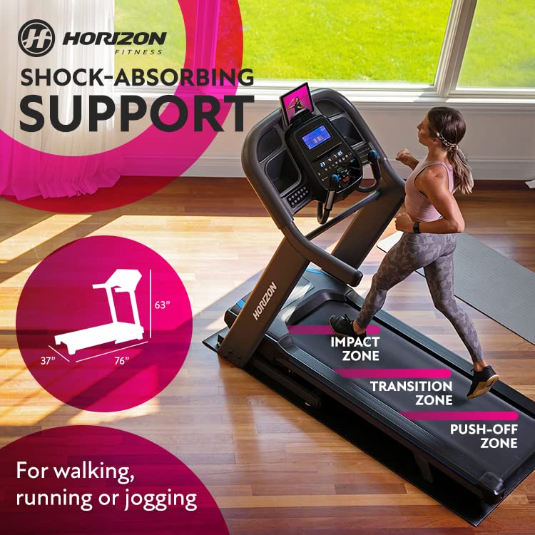 Horizon Fitness 7.4 AT Studio Series 3.5 HP Smart Treadmill with Bluetooth and Incline, Heavy Duty Folding Treadmill 350lbs Weight Capacity, Pro Running Machine for Home Exercise and Running with Apps