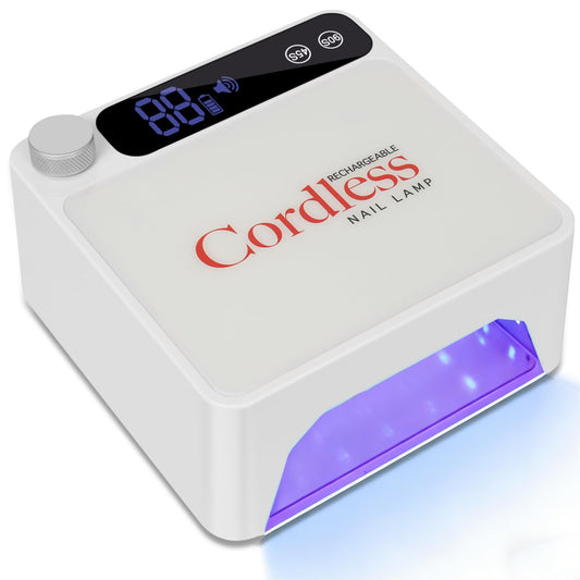 Rechargeable Cordless UV LED Nail Lamp, 86W UV Nail Light for Gel Polish & Acrylic Nails, Fast Curing Nail Light for Gel Nail, Metal Mirror Bottom, Auto Sensor, 39 LED Beads, Salon & Home Use (White)