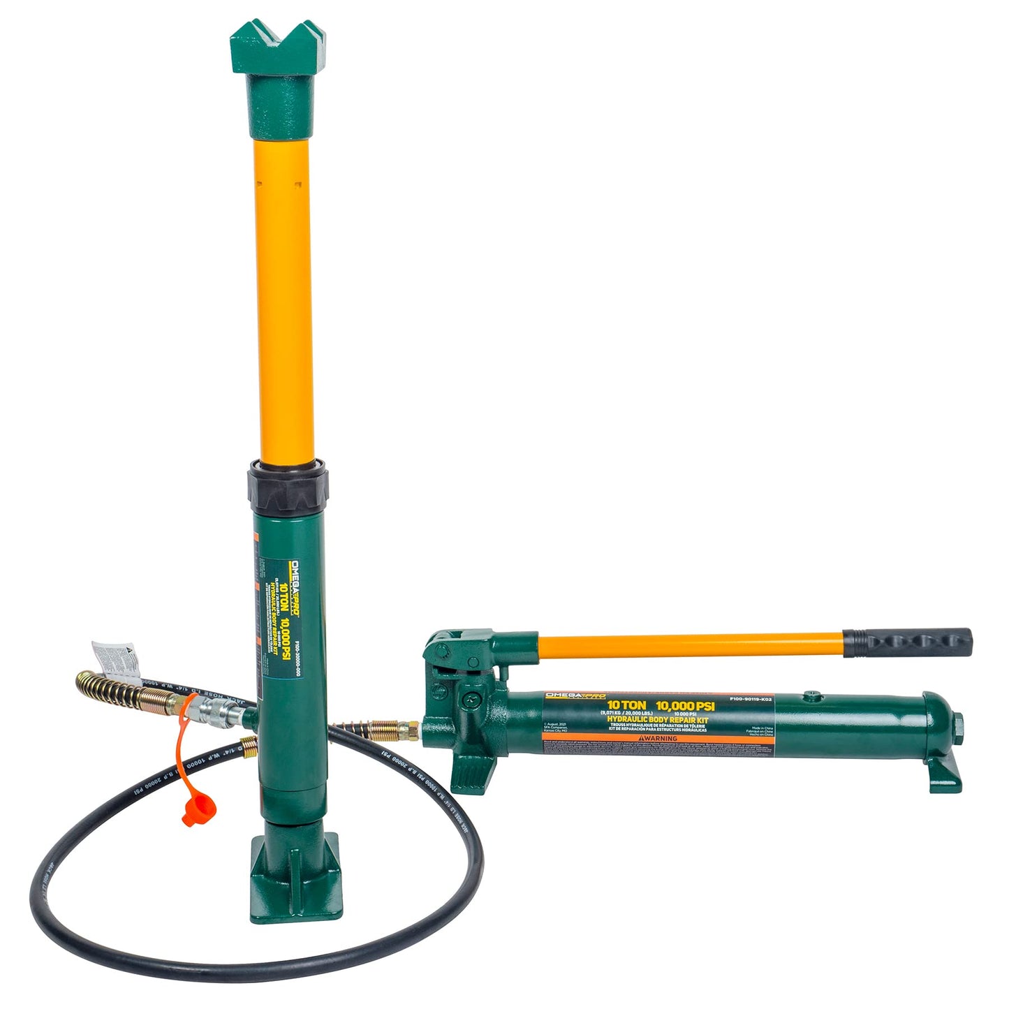 Omega Pro Hydraulic Collision Repair Kit - 10 Ton Auto Body Repair Portable Ram for Car Auto Shop Garage with Blow Mold Carrying Storage Case, Green (OP100PS)