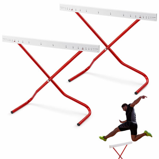 Jenaai 2 Set Adjustable Height Hurdles Training Equipment, Sports Track and Field Equipment, Portable Adjustable Hurdles, Practice Training from 6 to 42 Inch, Including Ropes to Secure