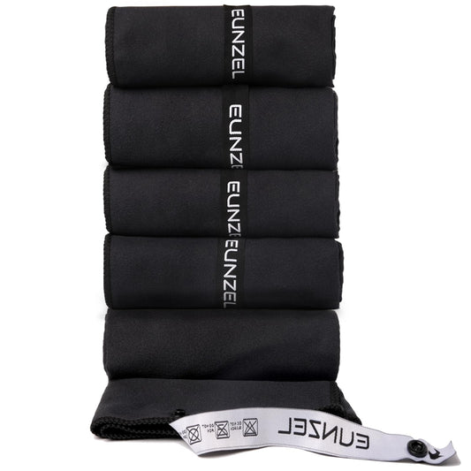 Eunzel Microfiber Workout Towel,Quick Dry Silver Ion Absorbent Sweat Gym Towel for Workout, Camping, Travel, Exercise& Fitness 31.5"x15.7", Set of 5 Black