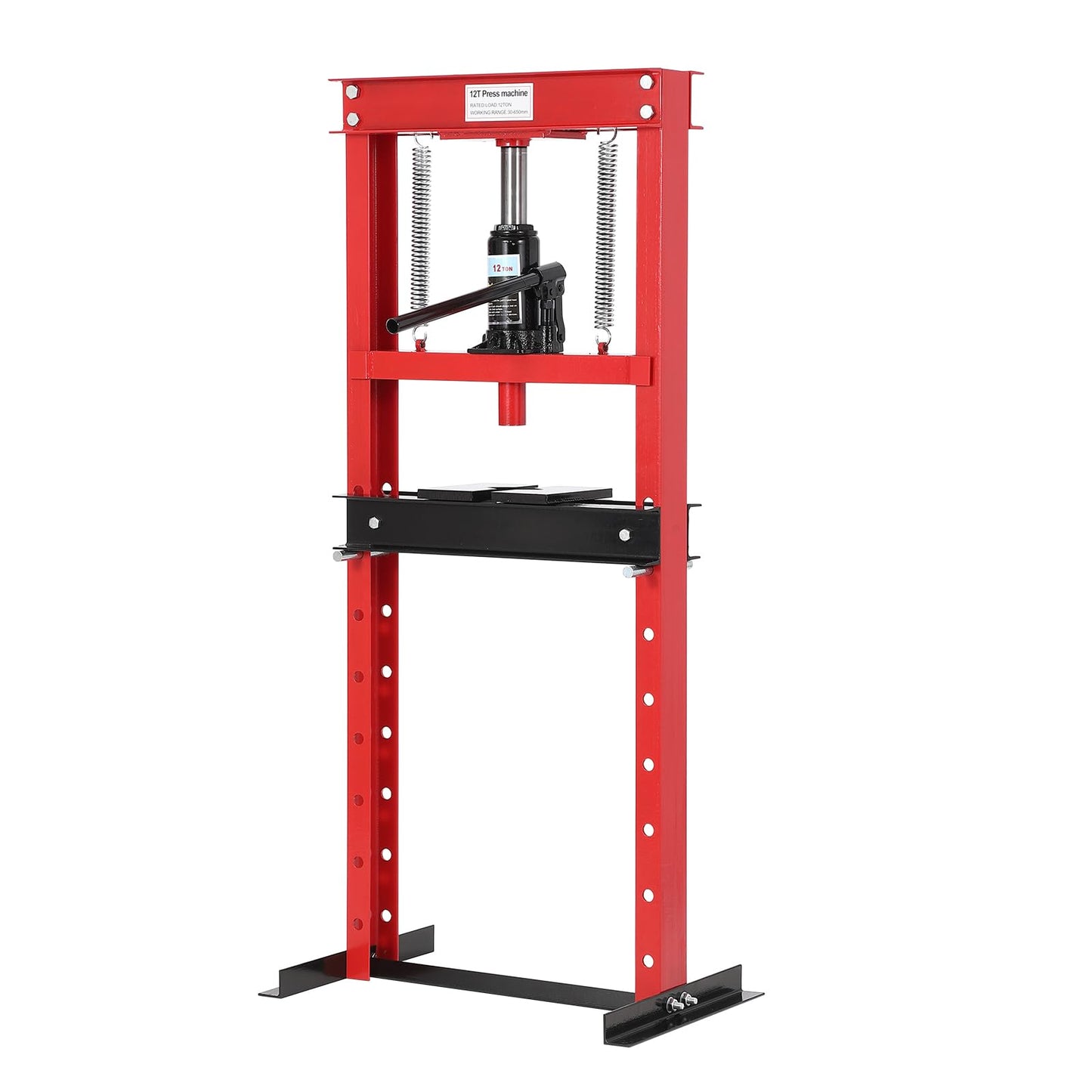 12 Ton Hydraulic Press, H-Frame Garage Floor Shop Press with Press Plates, Heavy-Duty Adjustable Hydraulic Shop Press, for Auto Bending Stamping, Red