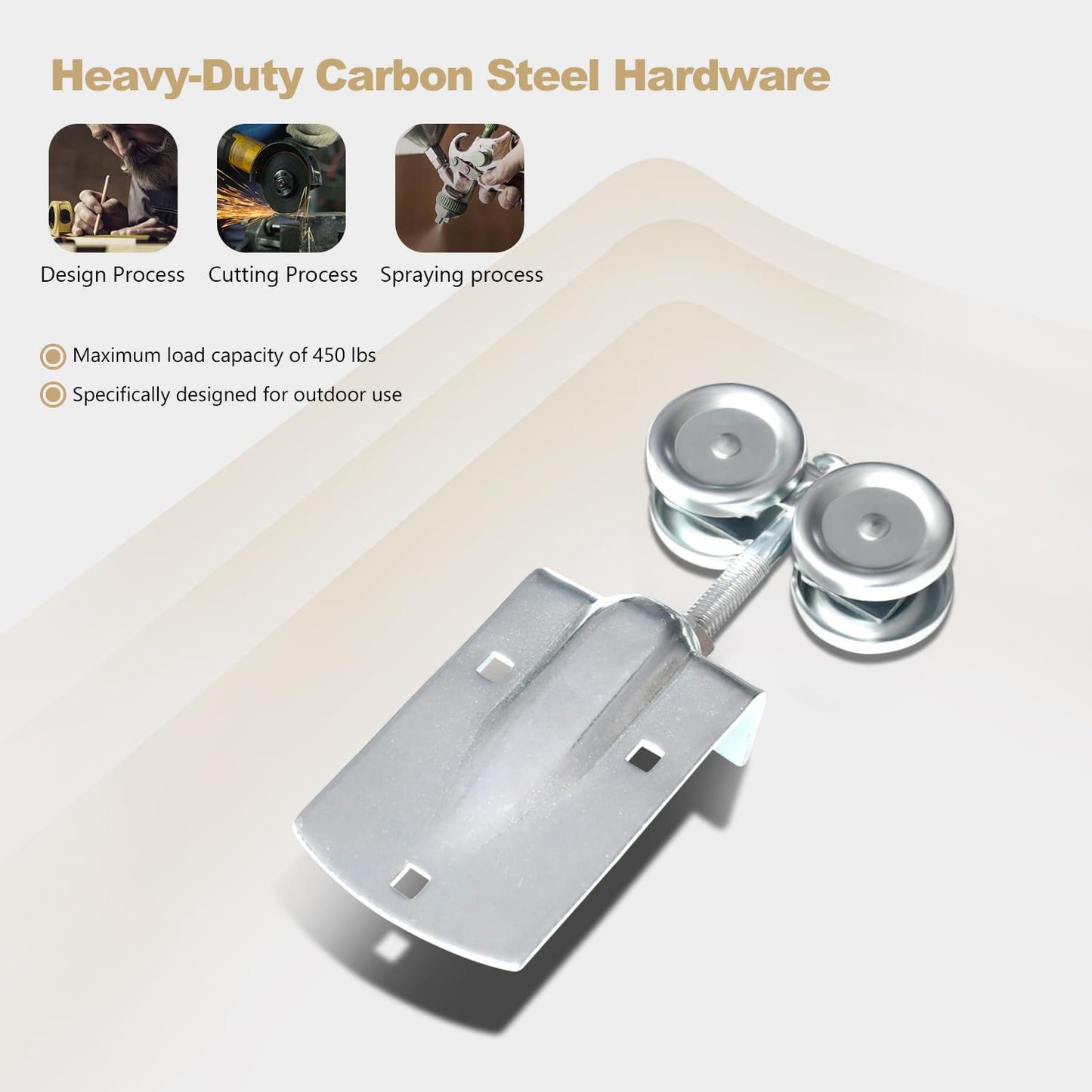HARDJULAN 10FT Heavy-Duty Galvanized Steel Exterior Sliding Barn Door Hardware Kit, 450 lbs Capacity,Kit for Outdoor,Fit for MAX 1 Door Width 60in