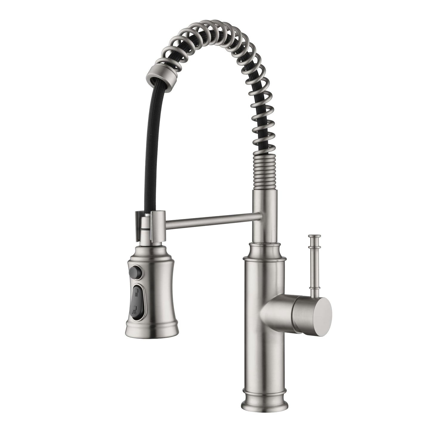 Sumerain Pull-Out Spring Sprayer Kitchen Sink Faucet with 360° Rotating Spout and Single Level Handle, Brushed Nickel