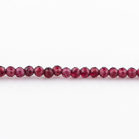Natural Beaded Bracelet Birthstone Gemstone Jewelry, 2-2.5 mm Faceted Beads, Hypoallergenic 8 Inch Gold Plated Handmade Crystal Dainty Bracelets For Women (Red Garnet)