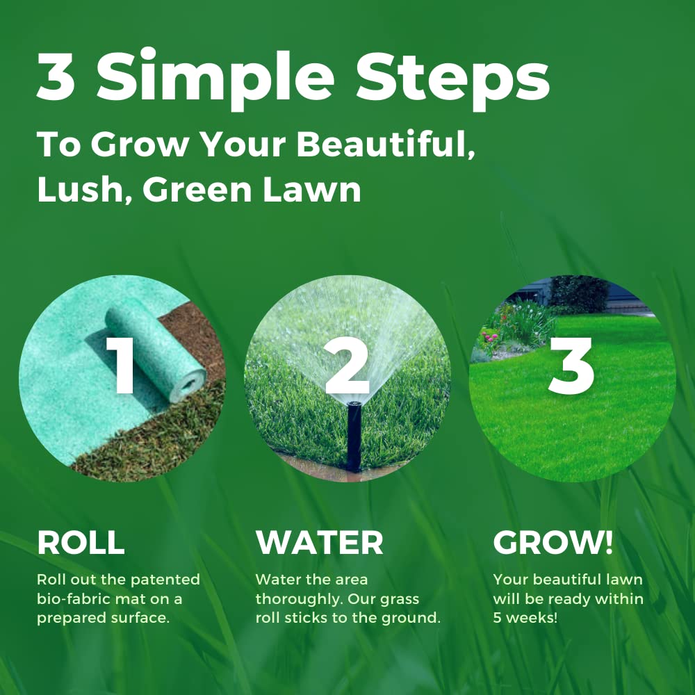 Growtrax Biodegradable Grass Seed - 100 SQFT Bermuda Rye - Grass Seed and Fertilizer for Lawns, Dog Patches & Shade - Just Water & Grow - No Fake or Artificial Grass