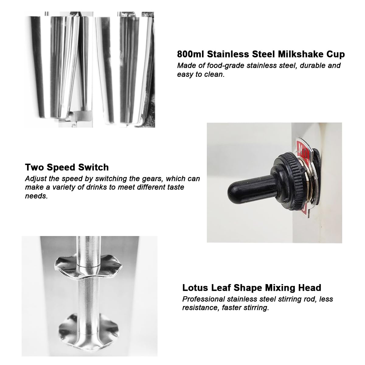INTBUYING Dual Head Milkshake Machine Stainless Steel Milk Shake Machine 2 Speed with Mixing Cup, Smoothie Mixer Blender Cocktail Maker Commercial Milkshake Mixer