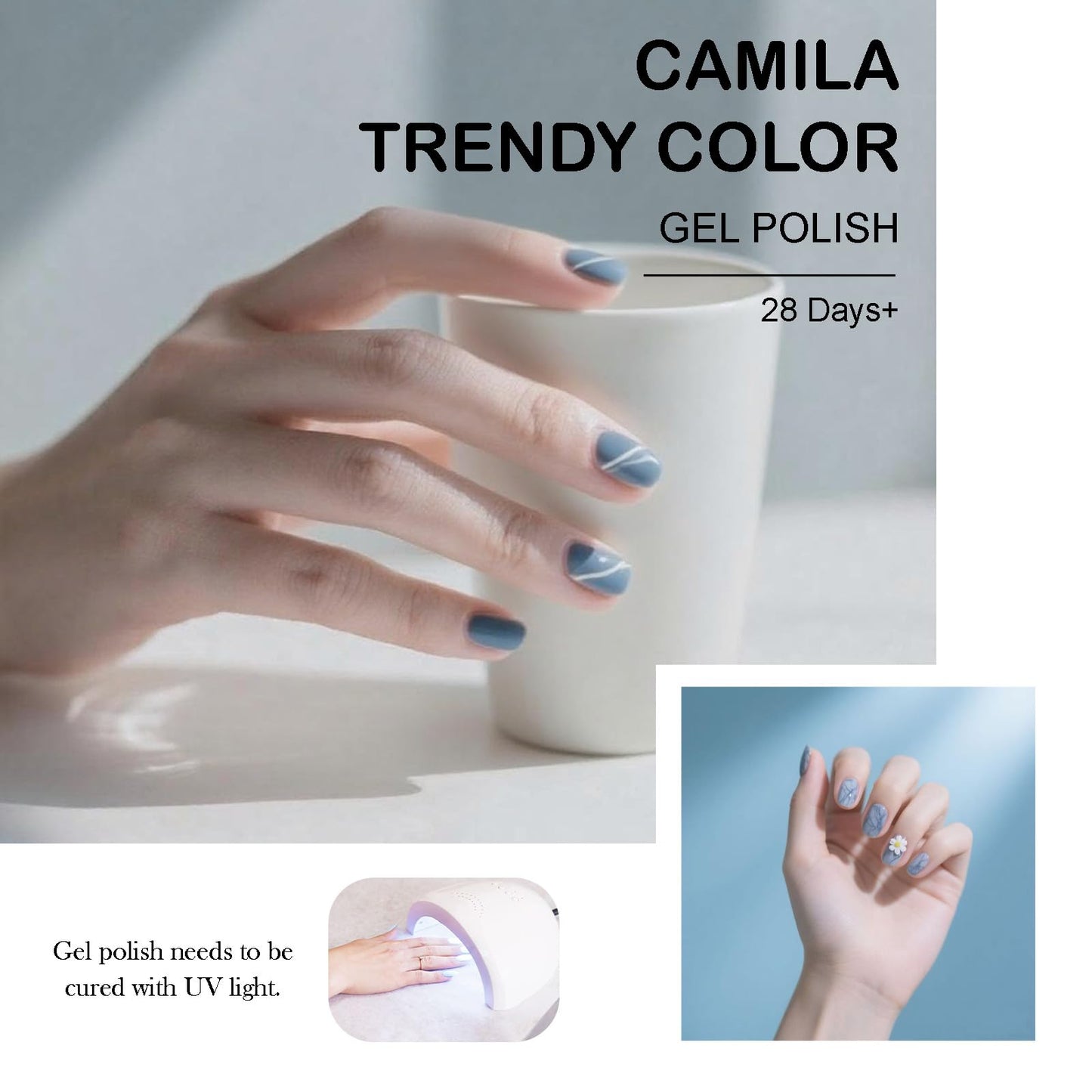 CAMILA ¿ 6pcs 15ml Gel Polish Set Light Gray Color Hema Free Tpo Free Gel Nail Polish Kit Soak Off Gel Polish Manicure Salon For Women (Light Gray A)