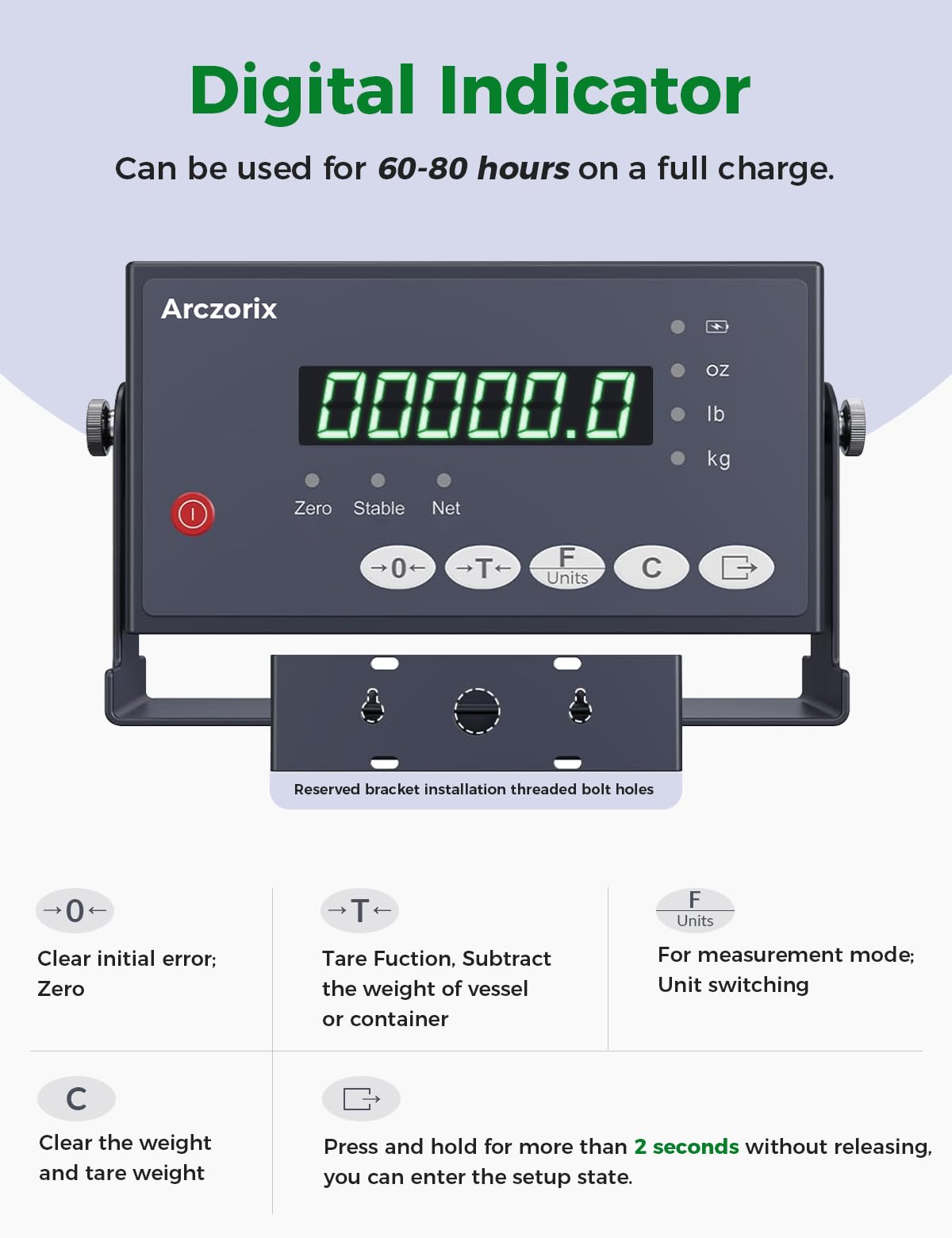 24"x24" 2500Lbs Arczorix Industrial Floor Scale, Precision Pallet Scale with Digital Indicator, Heavy Duty Weighing Scale for Floor Bench Office Weight Weighing