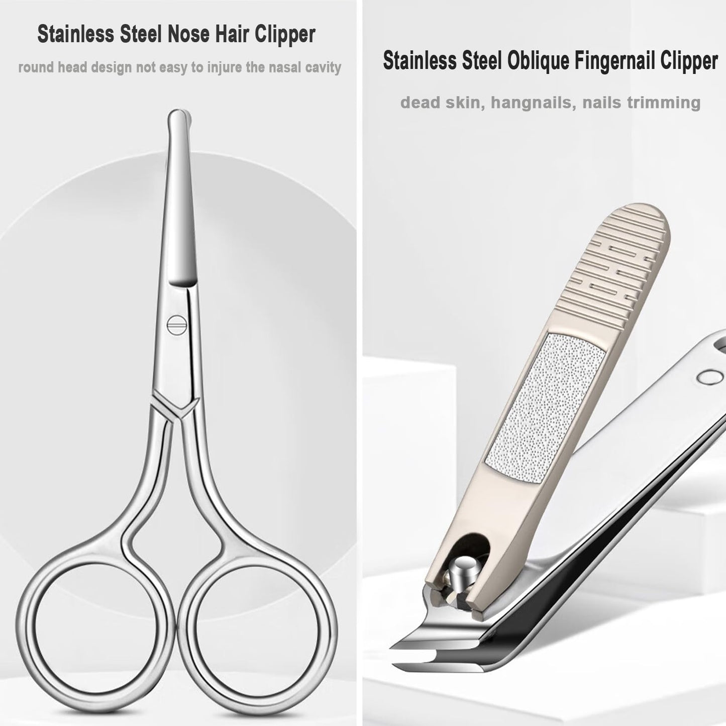 KT-GARY Manicure Set,Professional Nail Care Manicure Pedicure Kit,11 in 1 Stainless Steel Nail Clipper Set Grooming Tool with Exquisite Leather Travel Case for Men&Women