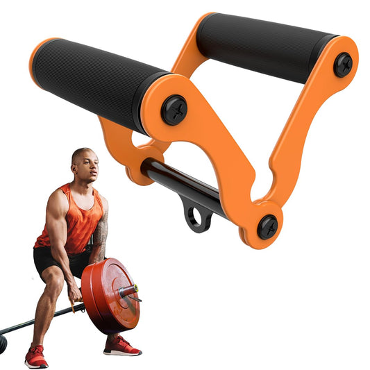 Panulix V Bar(Orange) T-Bar Row Landmine Handle Attachment for Barbell Bars, Solid Mine Double D Row Handle Grips with Non-Slip Rubber Grips, T-Row Attachment for Olympic Strength Training Bars