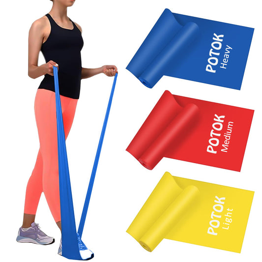Resistance Bands Set, 3 Pack Latex Exercise Bands with Different Strengths,Elastic Bands for Upper & Lower Body & Core Exercise, Physical Therapy, Lower Pilates, Home Workouts, Rehab