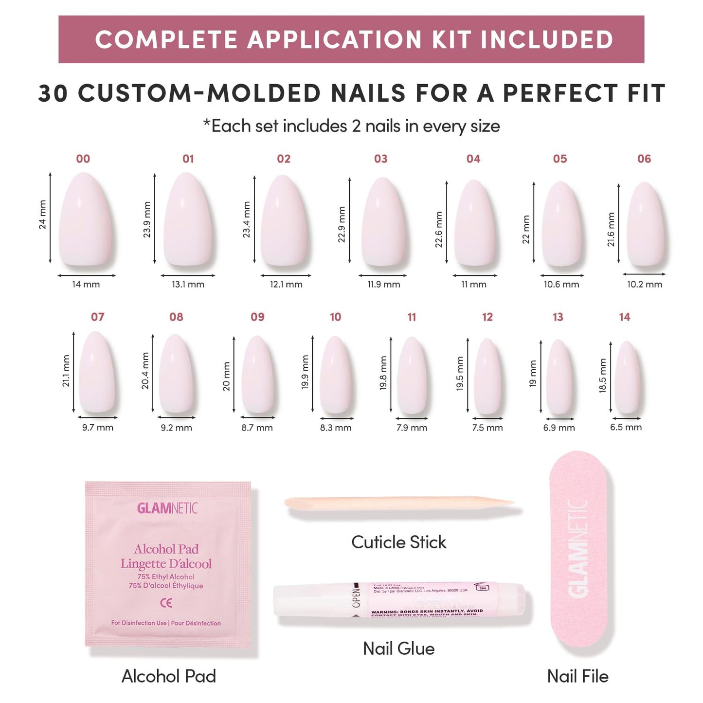 Glamnetic Press-On Nails Bundle - Blush Blanket & Think Pink | Medium Almond Milky Fake Nails | Light Pastel Short Oval Fake Nails | Durable, Salon-Quality Nail Kits