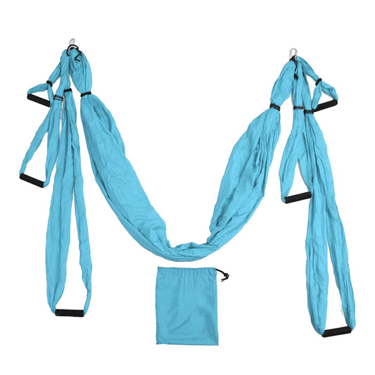 Aerial Yoga Swing Set Adjustable Increase Flexibility Yoga Hammock Yoga Inversion Tool Anti Yoga Sling Suspension Flying Trapeze for Physical Exercise (Lake Blue)
