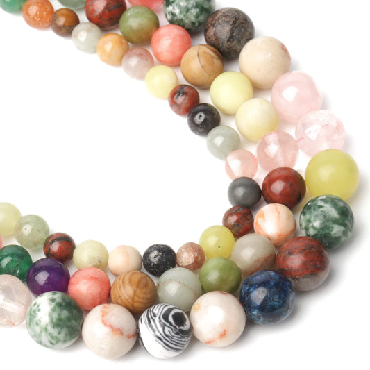 Song Xi Matte Mixed Stone Beads - 8mm Natural Stone Beads for Jewelry Making - 15inch