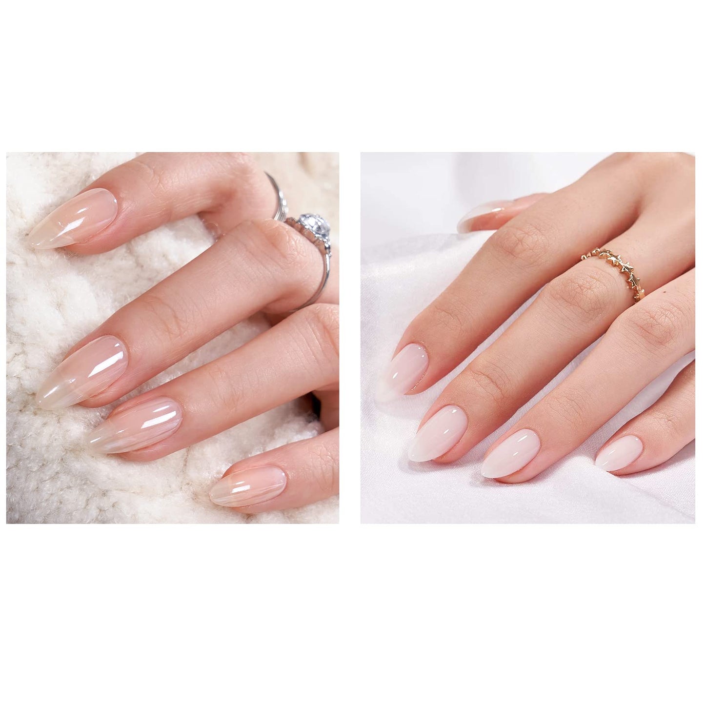 Press On Nails Short Medium - Made by Soft Gel Light Weight & Fit Perfectly,Chrome Press on Nails and White Fake Nail with Nail Glue, Stick On Nails in 15 Sizes - Glazed Donut & Cream Puff