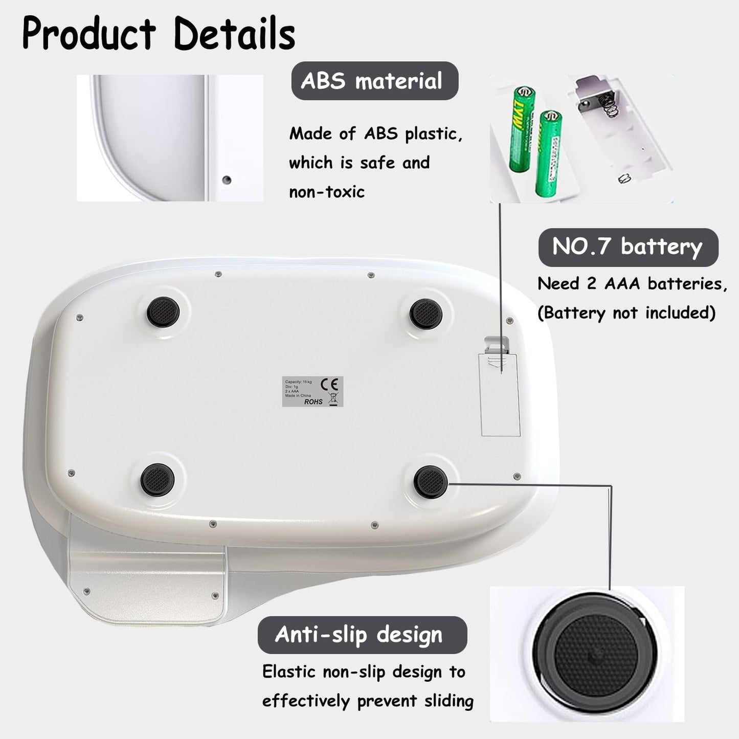 Small Animals Digital Pet Scale for Dogs Cats, Portable Electronic Kitchen Food Weighing Scales Max 33 lbs, LCD Scale with Tray, for Food, Puppy, Kitten, Lizard, Hamster, Tortoise, Helping