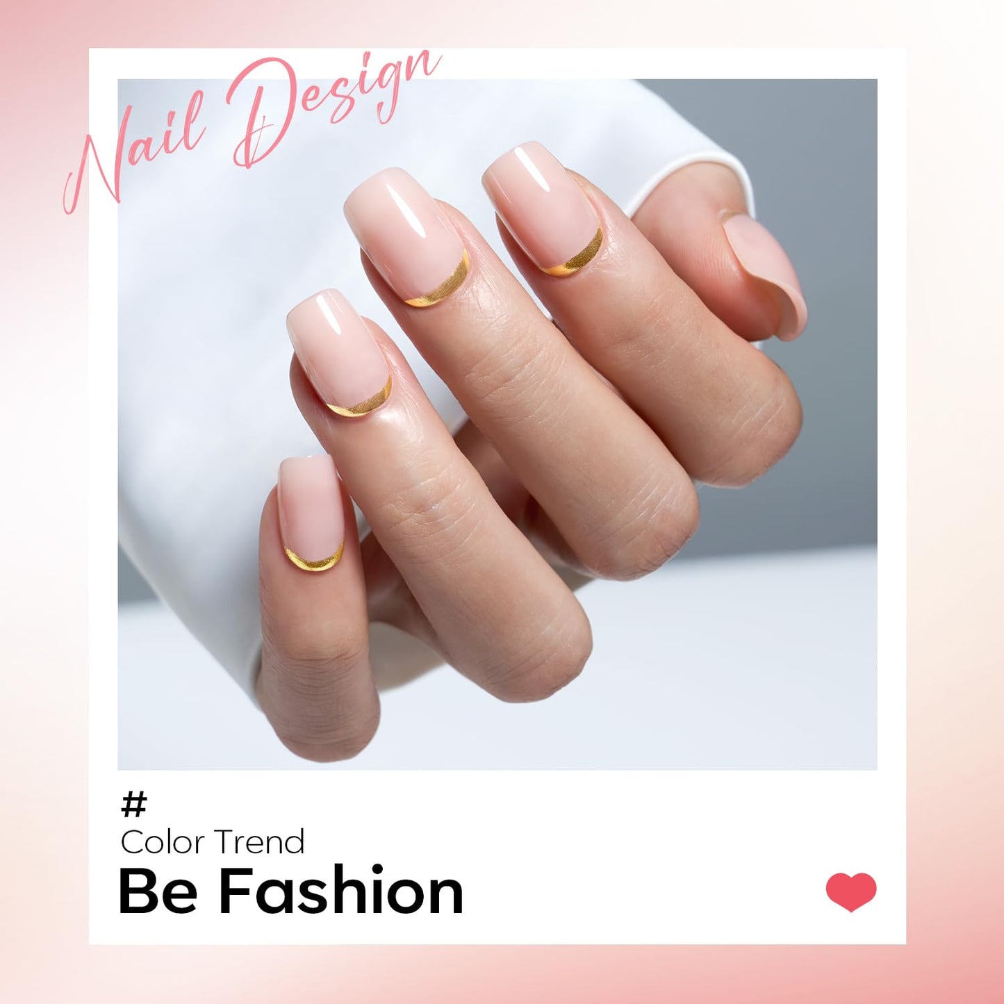 Modelones French Tip Press on Nails Short, Square Fake Nails, Reusable Nail Kit with Nail Glue Adhesive Tabs Mini Nail File, Nails Press Ons 32Pcs 16Sizes, Women Girl Gift, Golden Nude, Spring