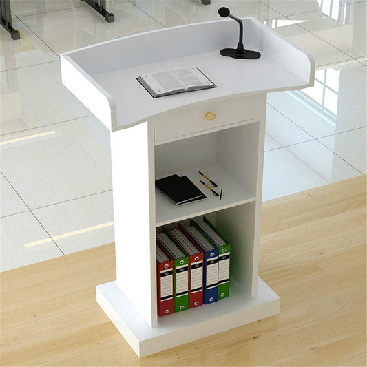 Lectern Podium Stand, Lecterns Podiums Podium Speaking Taiwan Ceremonial Desk Simple Modern Welcome Shopping Guide Reception Customer Desk Host Stage for Churches School Hotel (Color : White, Size : W