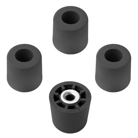 4 Large Extra Tall #2 Black Round Rubber Feet Bumper w/Metal Insert - 1" H x 1.10" W - Heavy Duty/Non Marking - Perfect for Furniture, Tables, Chairs, Desks, Benches, Sofas, Beds, Chests - Made in USA