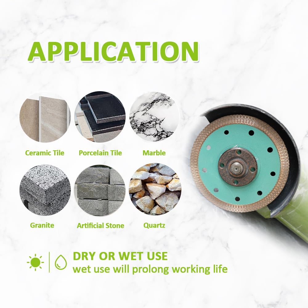 FACHLICH Diamond Porcelain Saw Blade 10" Tile Blade 250MM Dry Wet Ceramic Cutting Disc for Granite Marble Diamond Core Drill Bits Set Tile Hole Saw Kit 6-65mm for Porcelain Ceramic Tile Granite Marble