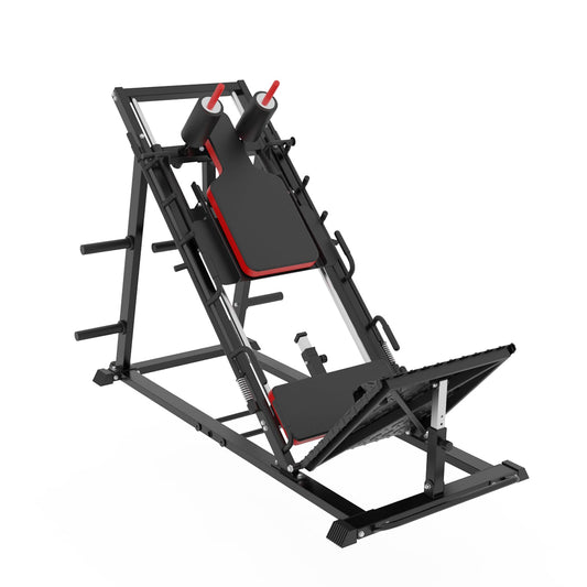 Leg Press Hack Squat Machine Combo, Professional Adjustable Leg Exercise Machine with Linear Bearing, Hack Squat Leg Press Machine with Weight Storage Posts for Full Lower Body Workout, 1500LBS