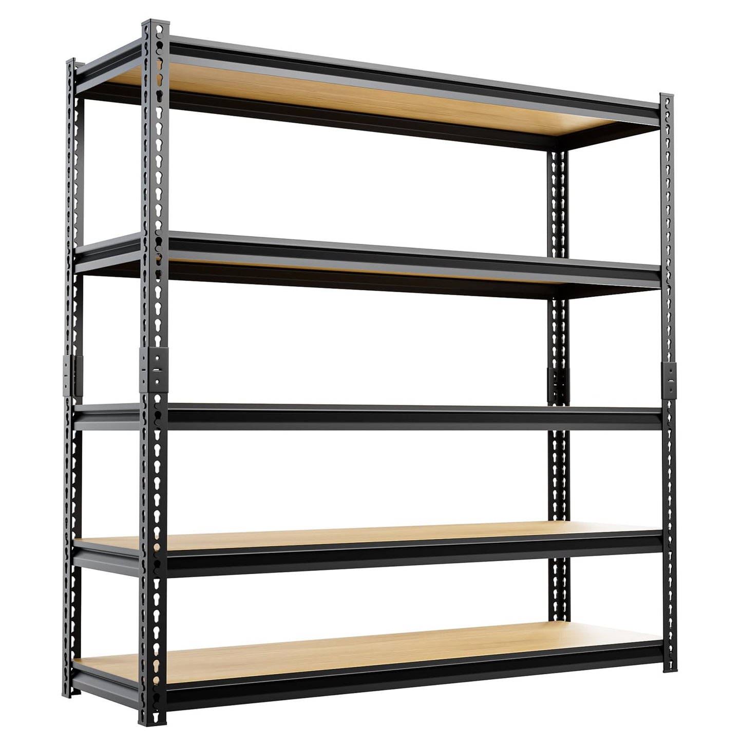cynnda 5-Tier Garage Shelving 48" W x 15.7" D x 72" H Industrial Storage Shelf 2500LBS Heavy Duty Metal Shelve Adjustable Utility Pantry Shelving Units(Black)