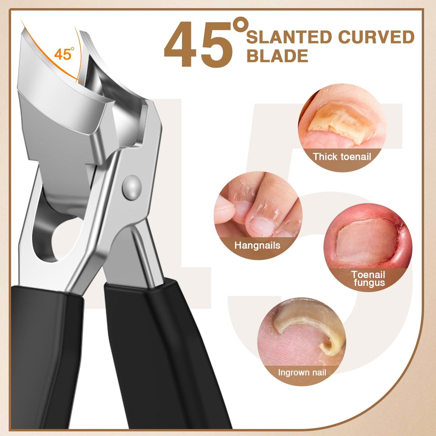 Upgrade Large Toenail Clippers for Thick Nails for Seniors Long Handle, Ultra Sharp Precision Nail Clippers for Men, Curved Wide Jaw Opening Fingernail Clippers with Catcher Nail Cutter for Women
