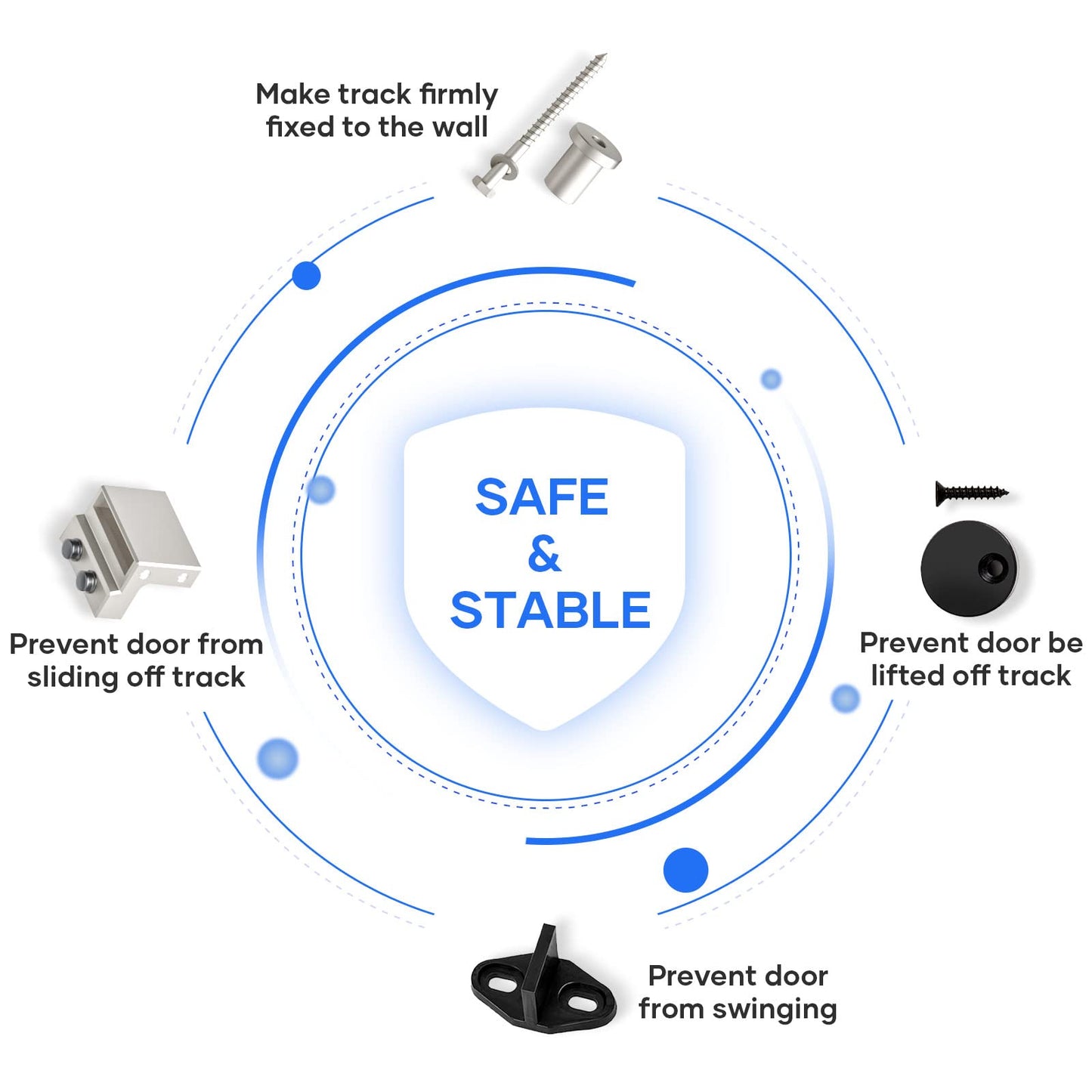 EaseLife 8 FT Brushed Nickel Double Sliding Barn Door Hardware Track Kit,Basic J Pulley,Heavy Duty,Slide Smoothly Quietly,Easy Install (8FT Track Kit for Double 24" Wide Door)