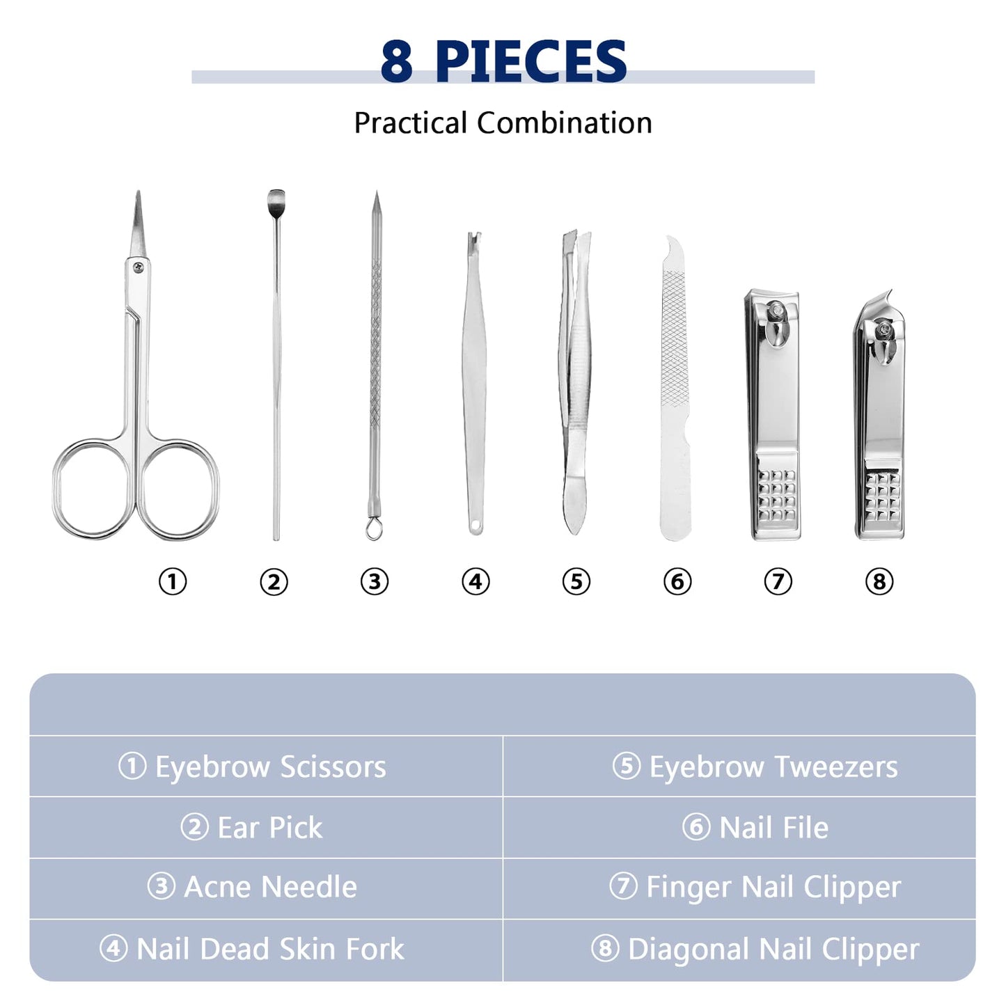 Hanaive 6 Set Manicure Set 48 Pcs Nail Clippers Pedicure Kit Gift for Mother's Day 8 in 1 Stainless Steel Grooming Kit Professional Nail Care Tools with Luxurious Travel Case for Men Women(Black)
