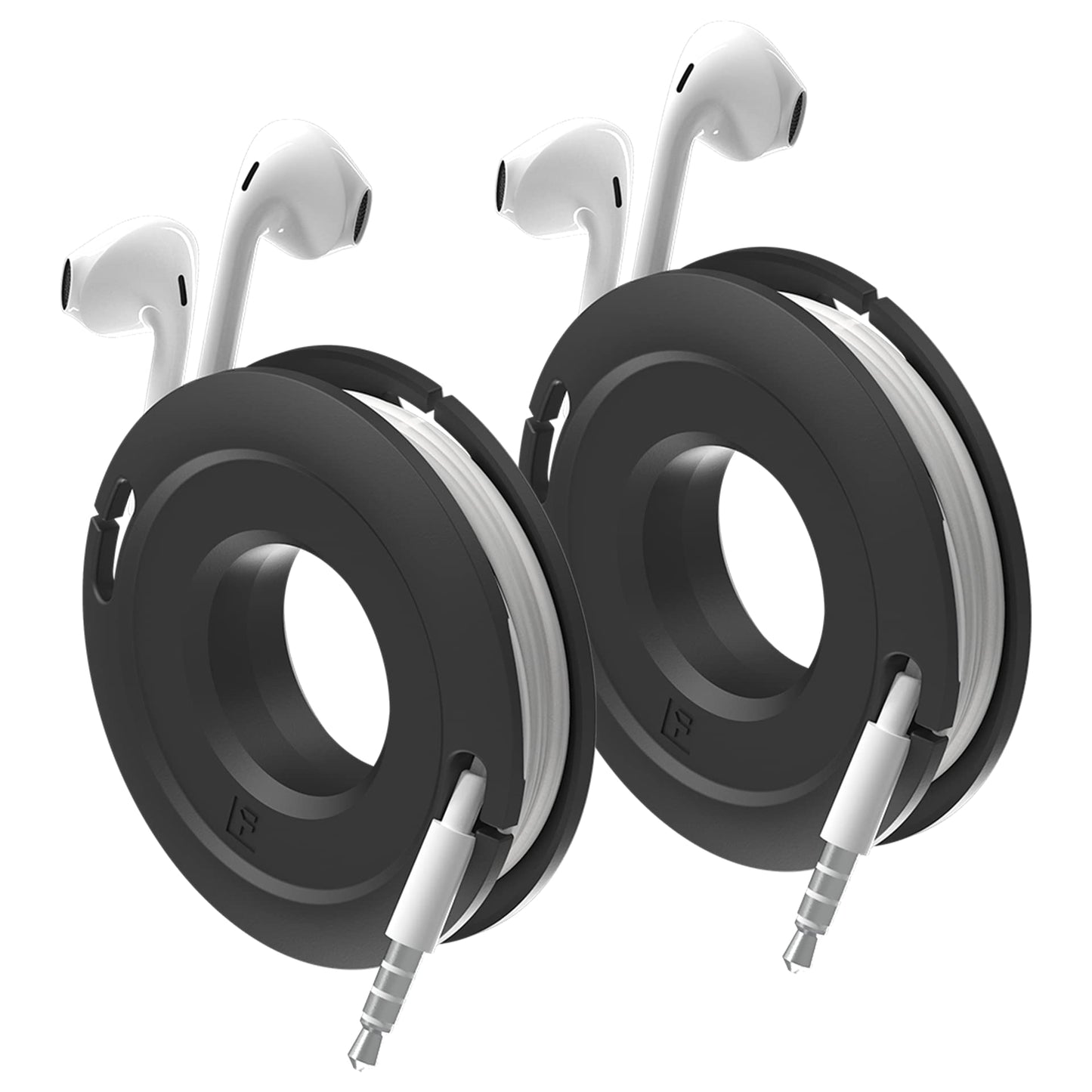 Side Winder Mini and Max Headphone, Earbud and Charging Cable Winder and Organizer Perfect for Wrapping Earbuds and Cords for Travel and Organization 2-Pack (Black, Mini)