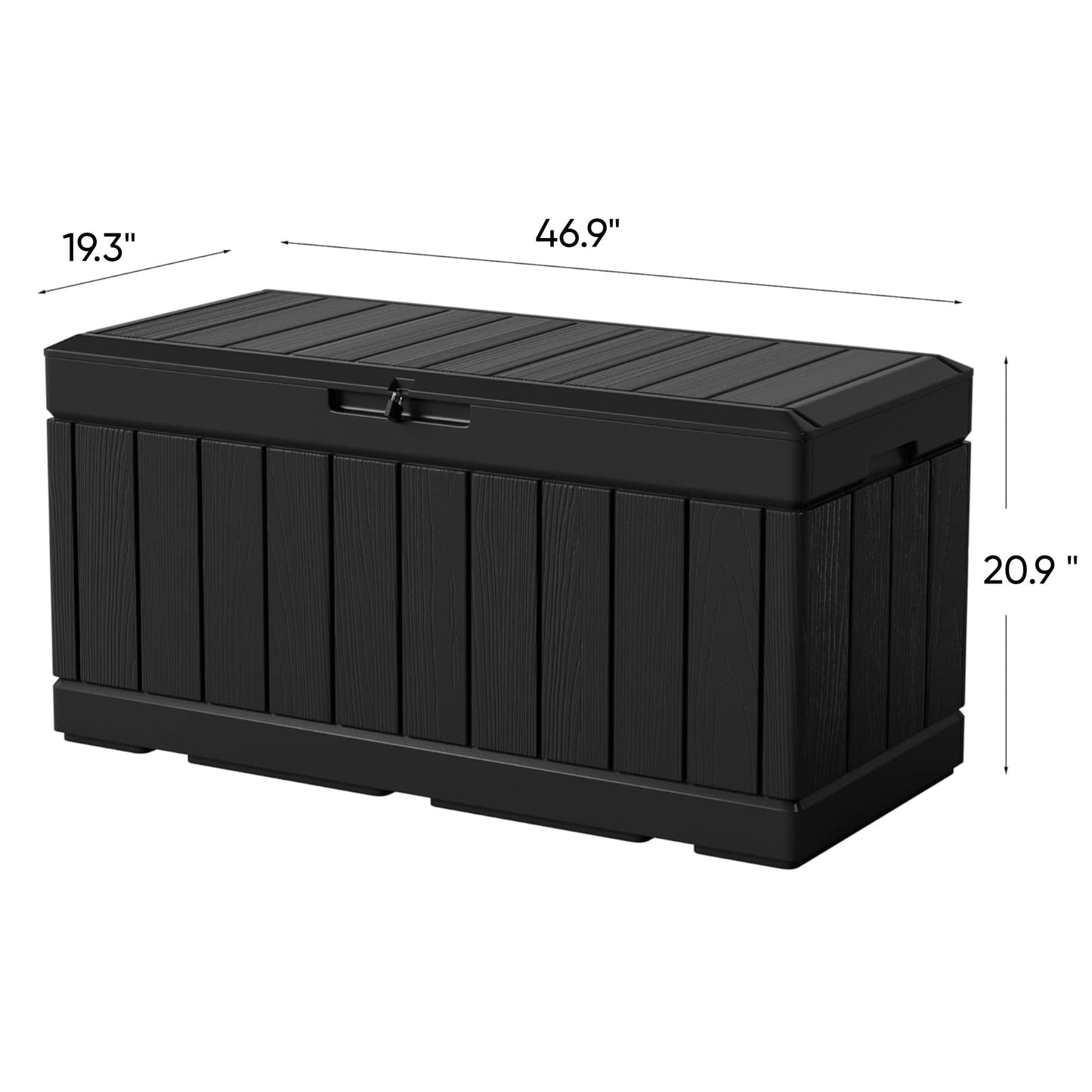 Greesum 82 Gallon Resin Deck Box All Weather Large Outdoor Storage for Patio Furniture, Toys, Garden Tools, Lockable, Black